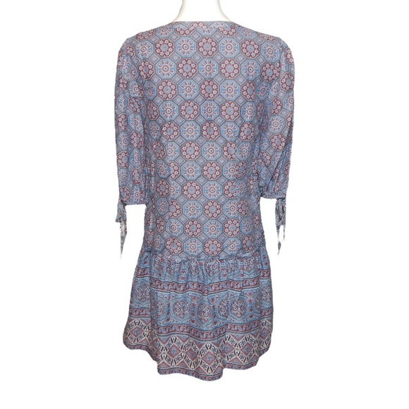 Sundance Zuri Discovery Embroidered Dress Size Small Blue Medallion Drop Waist - Picture 3 of 5